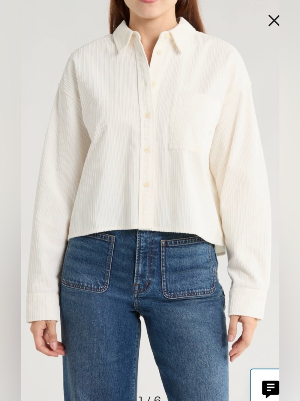 Madewell Variegated Corduory Button Up Shirt - Small